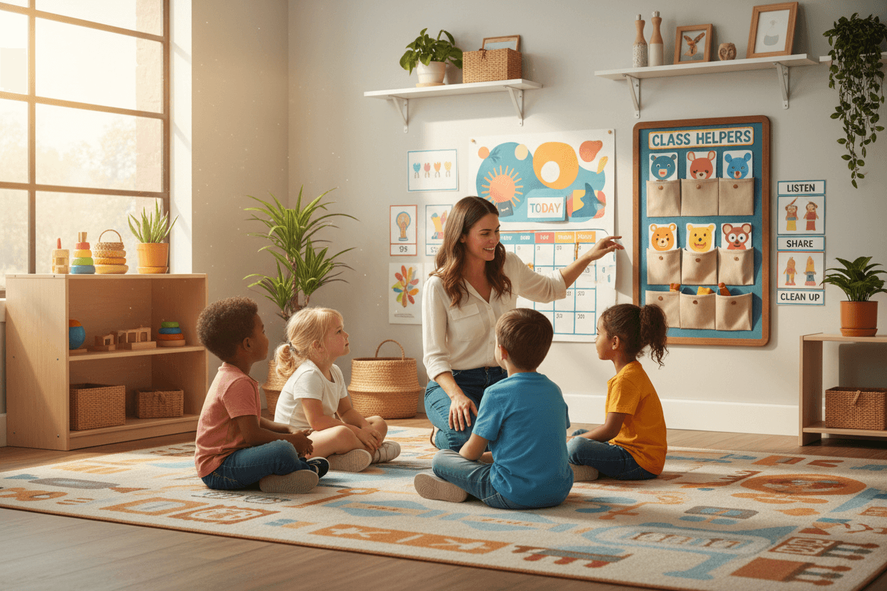 Preschool Circle Time Routine: Calendar, Helpers, Rules