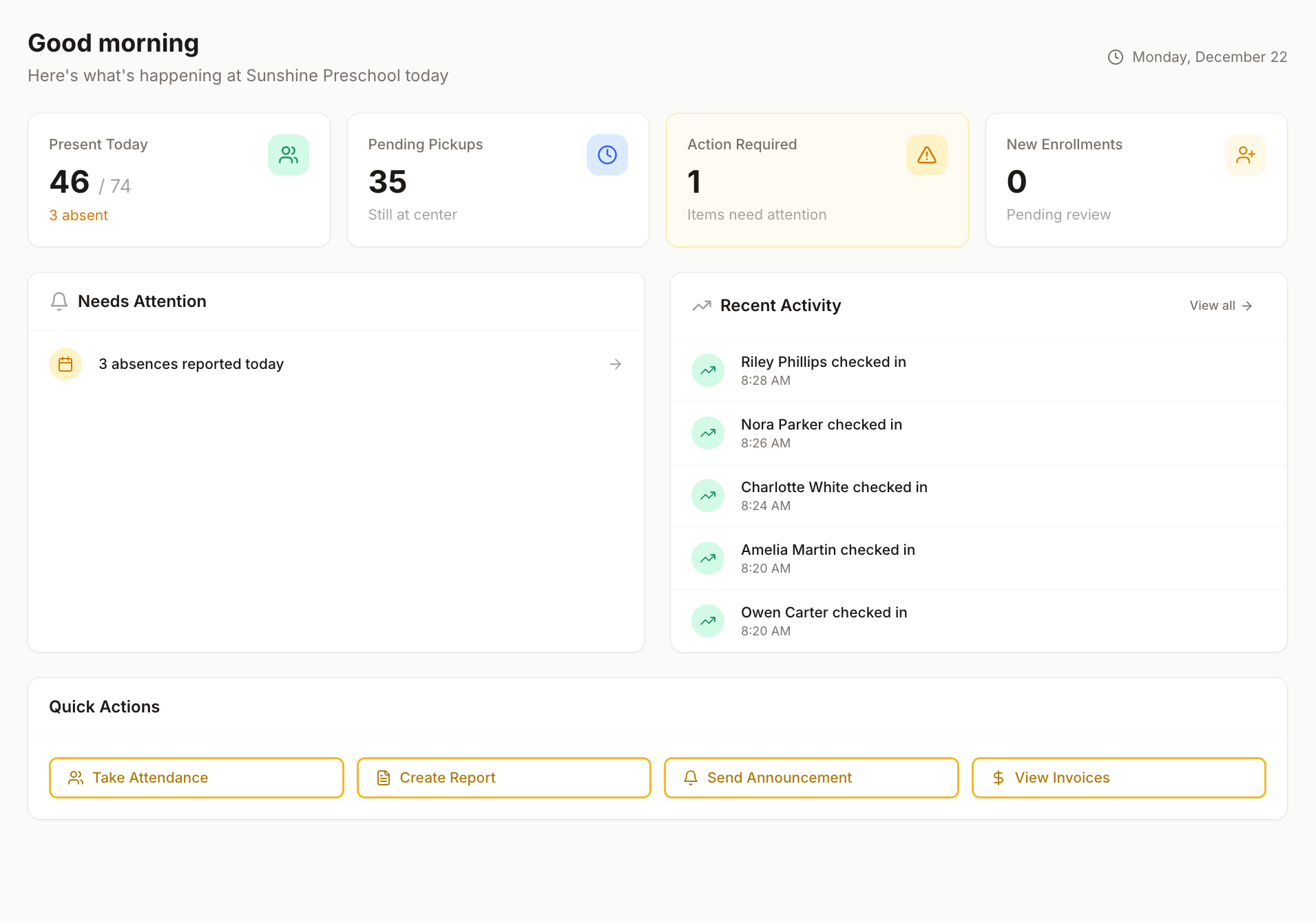 The Bloomily dashboard showing a program at a glance